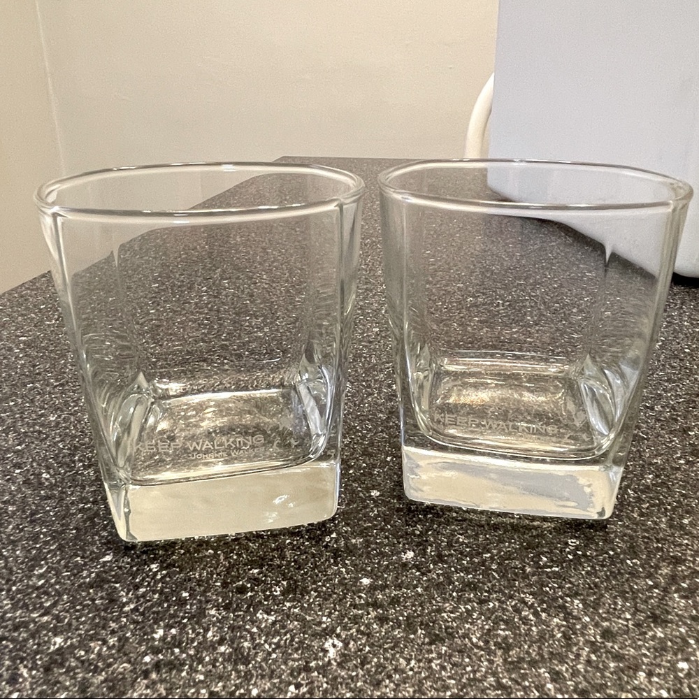 2 JOHNNY WALKER ETCHED PRISM ROCK TUMBLER